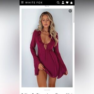 Falling To Pieces Long Sleeve Mini Dress Berry